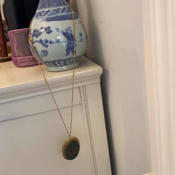 Jade Green Pendant Necklace Brooch - Picture 10 of 12